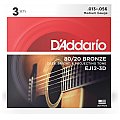 D'Addario EJ12-3D 80/12 Bronze Struny do gitary akustycznej, Medium, 13-56, 3 kpl 2/3