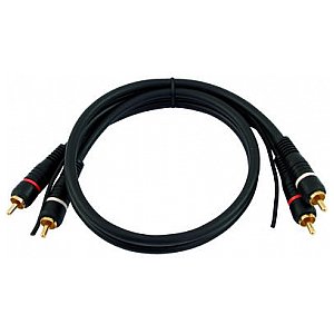 Omnitronic Cable CC-09 2xRCA red/blck 0,9m w. ground 1/3