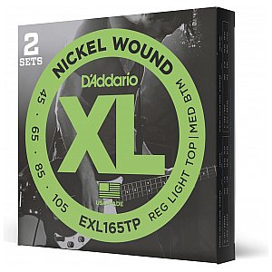 D'Addario EXL165TP Nickel Wound Struny do gitary basowej, Custom Light, 45-105, 2 kpl, Long Scale 1/3