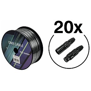EUROLITE Set DMX cable 2x0.22 100m sw + 40 connectors 1/1