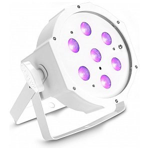 Cameo Light FLAT PAR CAN 1 UVIR WH - 7 x 3 W High Power FLAT LED UV PAR Light In White Housing, reflektor PAR LED UV 1/5