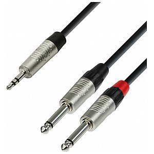 Adam Hall Cables 4 Star Series - Audio Cable REAN 3.5 mm Jack stereo / 2 x 6.3 mm Jack mono 1.5 m przewód audio 1/2