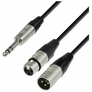 Adam Hall Cables 4 Star Series - Audio Cable REAN 6.3 mm Jack stereo / 1 x XLR męski  i 1 x XLR żeński 1.8 m przewód audio 1/2