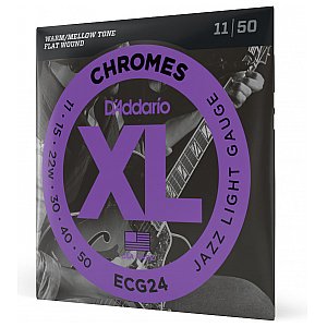 Struny do gitary elektrycznej D'Addario ECG24 Chromes Flat Wound, Jazz Light, 11-50 1/4