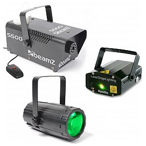 BeamZ Light Package 3: Moon+Laser R/G+S500Fog, zestaw efektów oświetleniowych 1/1