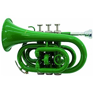Dimavery TP-300 Bb Pocket Trumpet, green, trąbka 1/2