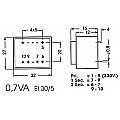 TRANSFORMATOR ZALEWANY 0.7VA 2 x 7.5V / 2 x 0.047A 2/3