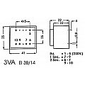 TRANSFORMATOR ZALEWANY 3VA 2 x 7.5V / 2 x 0.200A 2/3