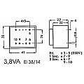 TRANSFORMATOR ZALEWANY 3.8VA 2 x 7.5V / 2 x 0.254A 2/3