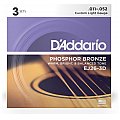 D'Addario EJ26-3D Phosphor Bronze Struny do gitary akustycznej, Custom Light, 11-52, 3 kpl 2/3