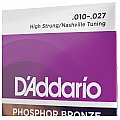 D'Addario EJ38H Phosphor Bronze Struny do gitary akustycznej, High Strung/Nashville Tuning, 10-27 4/4