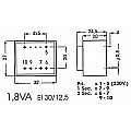 TRANSFORMATOR ZALEWANY 1.8VA 2 x 9V / 2 x 0.100A 2/3