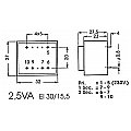TRANSFORMATOR ZALEWANY 2.5VA 2 x 9V / 2 x 0.139A 2/3