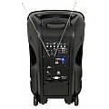 QTX Busker-12 nagłośnienie przenośne, kolumna mobilna, PA + 2 x VHF mics + USB/SD/FM/BT, mobilny zestaw nagłośnienia 4/6