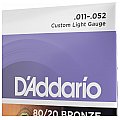 D'Addario EJ13 80/20 Bronze Struny do gitary akustycznej, Custom Light, 11-52 4/4
