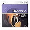D'Addario EJ13-3D 80/20 Bronze Struny do gitary akustycznej, Custom Light, 11-52, 3 kpl 2/3