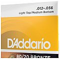 D'Addario EJ14 80/20 Bronze Struny do gitary akustycznej, Light Top/Medium Bottom/Bluegrass, 12-56 4/4