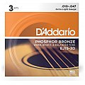 D'Addario EJ15-3D Phosphor Bronze Struny do gitary akustycznej, Extra Light, 3 kpl 2/3