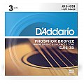 D'Addario EJ16-3D Phosphor Bronze Struny do gitary akustycznej, Light, 3 kpl 2/3