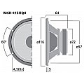 MONACOR MSH-115HQ4 Wysokiej jakości głośnik średniotonowy HiFi, 100W MAX, 50W RMS 4Ω 2/4