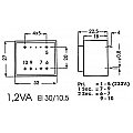 TRANSFORMATOR ZALEWANY 1.2VA 2 x 6V /2 x 0.100A 2/3
