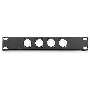 Adam Hall 862215 - Panel z otworami do szafy rack w kształcie litery U, 9,5’’, 1U, z uchwytem kablowym odciążającym, dla 4 gniazd 1/2