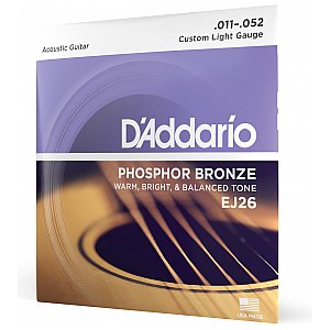D'Addario EJ26 Phosphor Bronze Struny do gitary akustycznej, Custom Light, 11-52 1/4