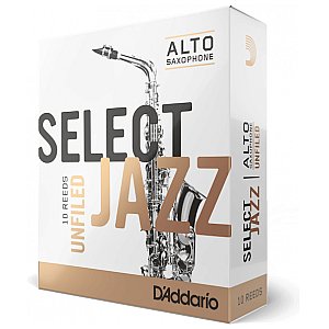 D'Addario Select Jazz Unfiled Stroiki do Saksofonów Altowych, Strength 3 Medium, 10-szt. 1/3