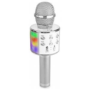 MAX Mikrofon karaoke z głośnikami BT MP3 efekt LED srebrny 1/7