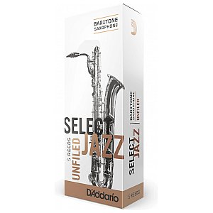 D'Addario Select Jazz Unfiled Baritone Stroiki do Saksofonów Barytonowych, Strength 3 Medium, 5-szt. 1/3