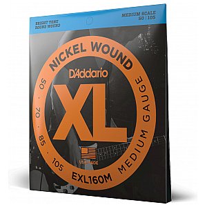 D'Addario EXL160M Nickel Wound Struny do gitary basowej, Medium, 50-105, Medium Scale 1/3