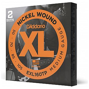 D'Addario EXL160TP Nickel Wound Struny do gitary basowej, Medium, 50-105, 2 kpl, Long Scale 1/3