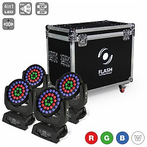Flash 4x LED MOVING HEAD 36x10W RGBW 4in1 ZOOM 3 SECTIONS Ruchome głowy LED Wash zestaw 1/9