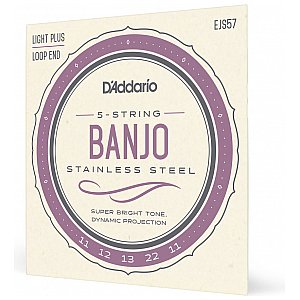 D'Addario EJS57 5-strunowe Struny do banjo, Stal nierdzewna, Custom Medium, 11-22 1/4