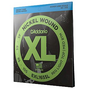 D'Addario EXL165SL Nickel Wound Struny do gitary basowej, Custom Light, 45-105, Super Long Scale 1/3