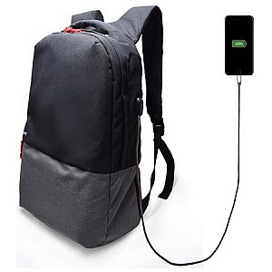 EWENT - Miejski plecak na laptopa - NOTEBOOK BACKPACK 17.3, BLACK/GREY WITH USB CONNECTION 1/4