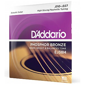 D'Addario EJ38H Phosphor Bronze Struny do gitary akustycznej, High Strung/Nashville Tuning, 10-27 1/4