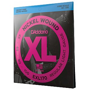 D'Addario EXL170 Nickel Wound Struny do gitary basowej, Light, 45-100, Long Scale 1/3