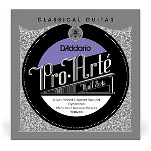 D'Addario SDX-3B Pro-Arte Silver Plated Copper on Composite Dynacore Classical Guitar Half set, Extra Hard Tension 1/1