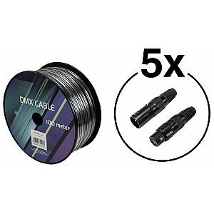 EUROLITE Set DMX cable 2x0.22 100m sw + 10 connectors 1/1