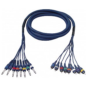 DAP FL64 - Kabel 8 Jack mono > 8 RCA/M 3 m 1/1