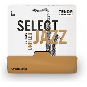 D'Addario Select Jazz Unfiled Tenor Saxophone Reeds, Strength 2 Hard, 25 Box 1/2