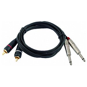 Omnitronic Cable KC2-10 2x6,3 plug mo/2xRCA 1 m 1/3