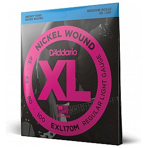 D'Addario EXL170M Nickel Wound Struny do gitary basowej, Light, 45-100, Medium Scale 1/3