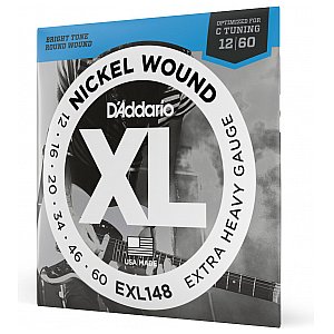 D'Addario EXL148 Nickel Wound Struny do gitary elektrycznej, Extra-Heavy, 12-60 1/4