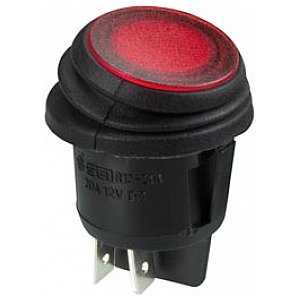 Włącznik tablicowy kołyskowy ILLUMINATED ROCKER SWITCH - RED LED 12V- 2P/ON-OFF 1/4