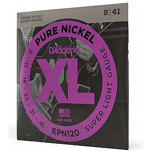 D'Addario EPN120 Pure Nickel Struny do gitary elektrycznej, Super Light, 09-41 1/4