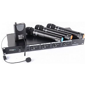 Ibiza Sound Zestaw mikrofonów bezprzewodowych 4-kanałowy Ibiza VHF4 1/8