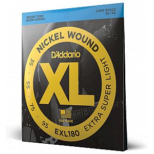 D'Addario EXL180 Nickel Wound Struny do gitary basowej, Extra Super Light, 35-95, Long Scale 1/3