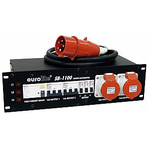 EUROLITE SB-1100 Power Distributor Rozdzielnia 3-f 32 A w obudowie do rack 483 mm (19 ") 1/4
